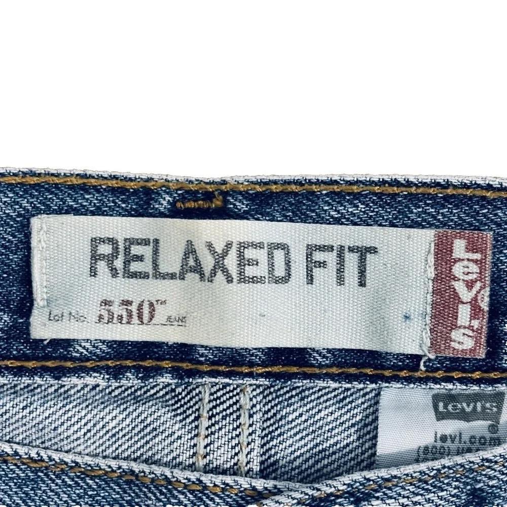 Levi's 550 Relaxed Fit Blue Jeans Men 36W x 29L Cotton More Room in Seat Thighs
